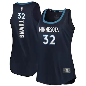womens fanatics branded karl anthony towns navy minnesota t-253